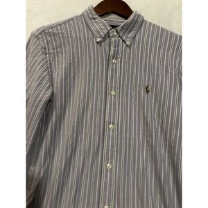 Polo Ralph Lauren Mens L Purple‎ Oxford Button Up Long Sleeve Shirt Slim Fit